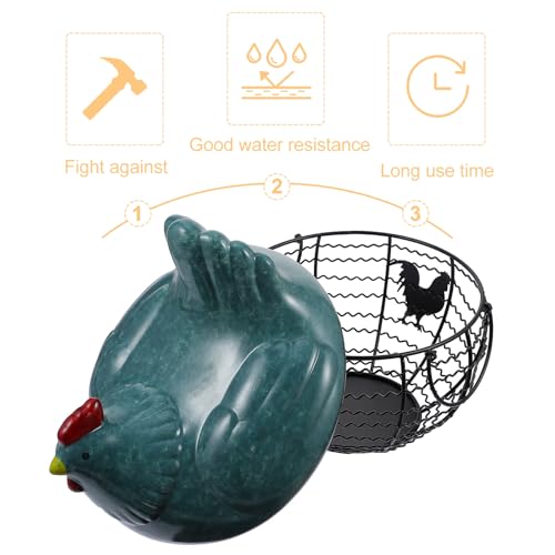 Cesta para huevos y frutas de hierro ventilado OUNONA verde claro 4