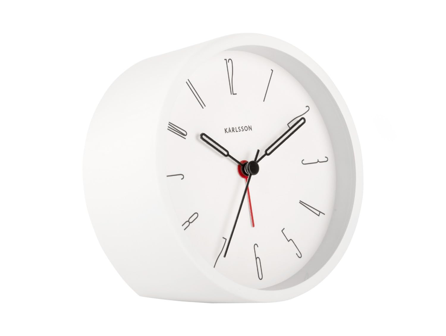 Karlsson Belle Numbers Bedside Alarm Clock with Sweep Movement & Iron Casing (White)