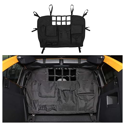 Jimen Compatible with Ford Bronco 2021-2022 4-Door, Rear Seat Dog Divider Pet Barrier Cargo Net, Trunk Organizer Pouch Bag Interior Storage Accessories