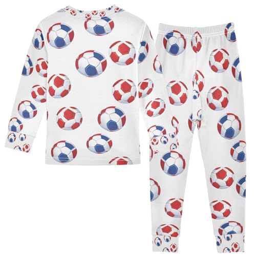senya Red Blue Football Pajamas Set Long Sleeve Soft Cotton Sleepwear 2 Piece2