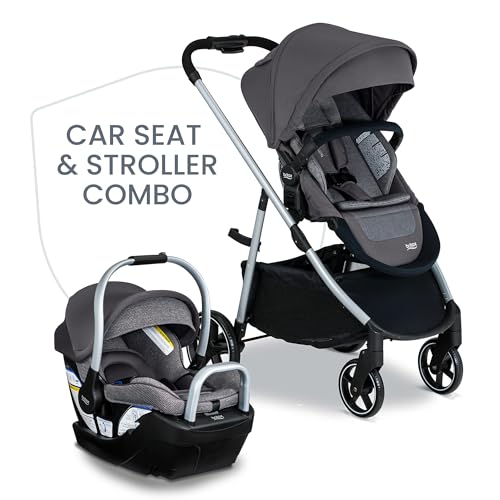 Image of Britax Willow Grove SC Baby Travel System, Infant Car Seat and Stroller Combo with Alpine Base, ClickTight Technology, SafeWash, Pindot Stone