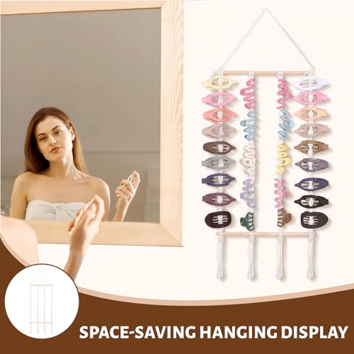 Zosutetoxo Organizers, Haargummi Aufbewahrung Kinderzimmer & Schmuckhalter Wand, Makramee Hair Claw Clip Organizer für Mädchenzimmer Deko