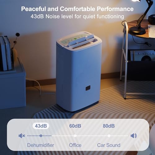 Katenpo Industrial Grade 90L/Day Dehumidifier for Home & Basement - Smart Quiet Compressor with 8L Tank, 5M Pump Drain, 43dB Low Noise, 240㎡ Coverage, for Bedroom, Bathroom, Garage & Laundry Drying - Image 6