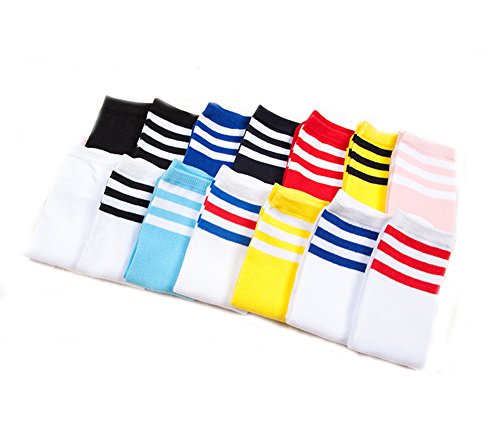 Ewanda Store 1 Pair Cotton Over Knee Long Soccer Socks,Breathable Team School Socks For 4-10 Years Old Kids Girls Boys Toddlers(Black) #TOP1