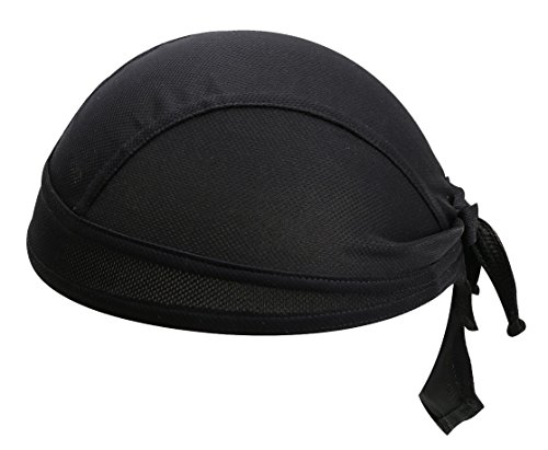 TESOON Sweat Wicking Dew Rag/Skull Cap/Cycling Cap/Beanie/Adjustable Hat/Head Scarf/Chemo Caps/Fits Under Helmets Black