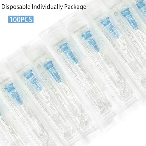 Image of 100 PCS 23 Ga 1 inch Lab, Dispensing Liquids, Individually Packaged | 23g 1 inch Luer Lock Accessories, Disposable Lab Utensils,Refilling inks