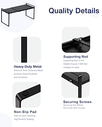 Nxconsu Expandable Cabinet Shelf Organizer Storage Rack Shelf Riser for Kitchen Pantry Cupboard Bathroom Under Sink Counter Countertop Desk Space Saver Freestanding Stackable Heavy Duty Nonslip - Image 4