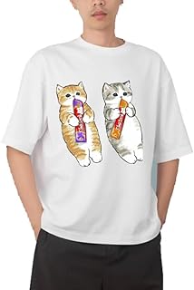 تي شيرت شبابي كبير الحجم بلون اسود وابيض وقطة كيتي كيتي كاواي لطيف 110