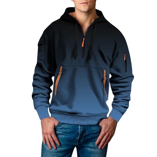 Sudadera con capucha corta para hombre en color azul talla XL