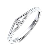 Miore Damen Solitär Verlobungsring aus 9KT (375) Weißgold mit diamant brillant 0.05 ct