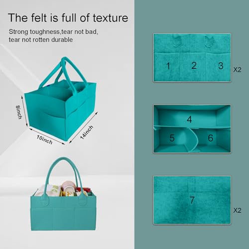 Image of Baby Diaper Caddy is a versatile baby basket designed for nursery storage, car organization, and as a thoughtful gift for baby showers. Perfect for storing diapers and baby wipes. (Turquoise)