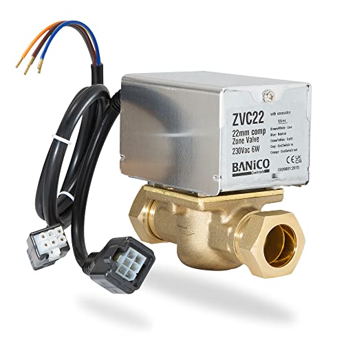 Banico ZVC22 22mm 2 Port Motorised Valve Replacement for Honeywell 2 Port Valve 22mm Honeywell V4043H1056 or Danfoss for Central Heating UFH Built-in Service Plug