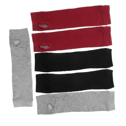 TENDYCOCO 3 Pairs Arm Sleeve UV Leg Sleeves Long Fingerless Gloves Winter Fingerless Gloves Long Mittens for Thumb Hole Arm Gloves Thumb Hole Arm Warmer Plush Arm Gloves Cotton