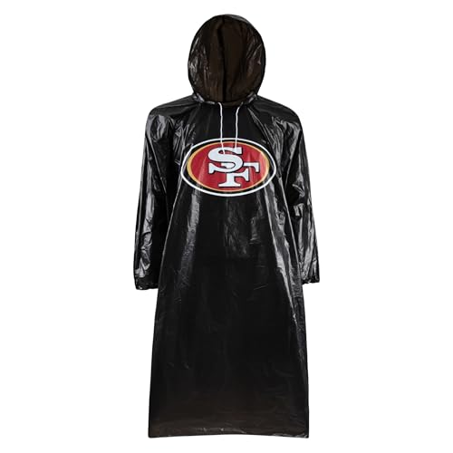 Image of NFL Waterproof Rain Poncho for Adults, Sporty, Elastic Sleeves and Drawstring Hood, Unisex Rain Coat