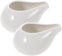 HEMOTON Ceramic Gravy Boat 8oz White - Boat-Shaped Sauce Server for Gravy, Syrup, Creams & Holidays