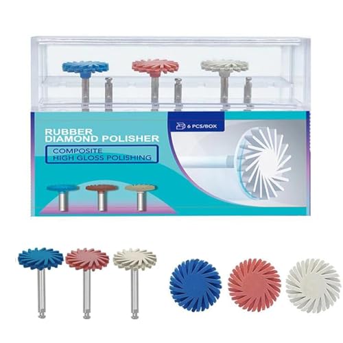 Image of Dental Composite Resin Polishing Discs Rubber Wheel Spiral Flex Polisher Diamond System RA Disc Kit 6Pcs Box