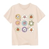 Kids Halloween Shirt Floral Lantern Girls Retro Tshirt Cotton Short Sleeve Apricot Tees 5-6 Years