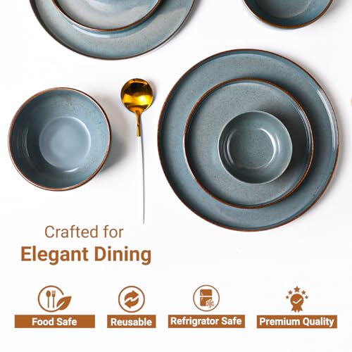 Image of MARKET 99 Melamine Plato Dinner Set of 20 Pcs | Glossy Blue Heaven Dinner Set with Round Shape and Plain Design | 6 Full Plate, 6 Quarter Plate, 6 Soup Bowl & 2 Serving Bowl