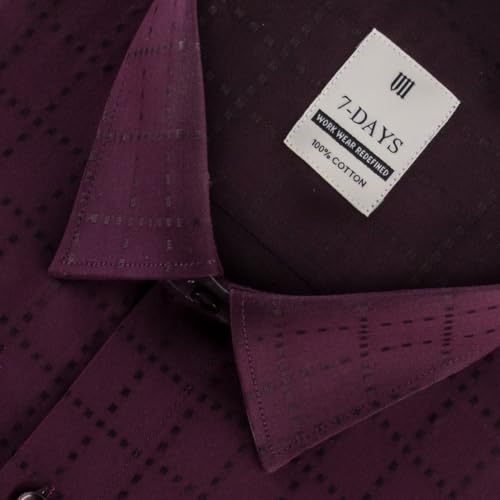 Image of 7-DAYS Men's Premium Formal Shirts - Regular Fit, Full Sleeve, 100% Pure Cotton, Self-Design, with Pocket - Stylish Office Shirts for Men