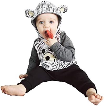 Derouetkia Infant Toddler Baby Boy Clothes Hoodie Outfit Cute Sweatshirt + Pants 2Pcs Set