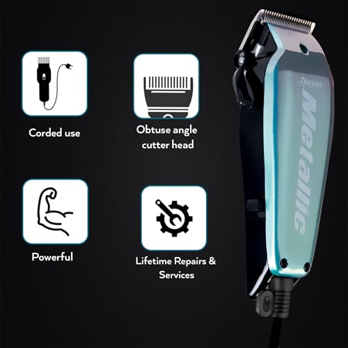 Image of ASBAH Men Professional Metallic Clipper | Corded Trimmer With 8 Guide Comb| One Year Warranty, Lifetime Repair & Services, Multicolour