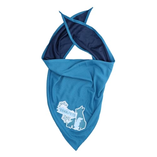 CoolPets Cooling Bandana - Hund Kühlung - Kühlung Halsband - Kühlendes Bandana für Hunden - Einfach zu bedienen - blau - Large