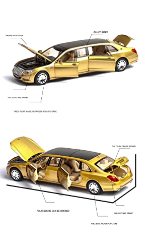 Image of 1:24 Scale Die Cast Car Pull Back Alloy Metal Mercedes Maybach S650 Limousine with Lights and Sound [Colour as per Stock]