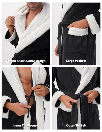 Image of DAVID ARCHY Men's Soft Fleece Plush Robe Full Length Long Bathrobe