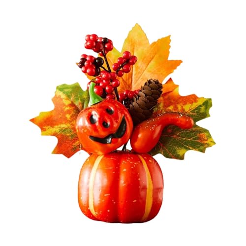 Sharplace Zucca Decorativa Finta Centrotavola con Foglie D'Acero E Zucca Ornamentale in Schiuma PVC Decorazione Autunnale per Tavolo Adatta per Cucina C, Style C