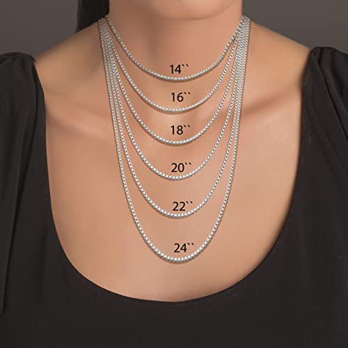 Solid 925 Sterling Silver 2Mm Box Chain Necklace - With Secure Lobster Lock Clasp 18" - Jewelry Gifts For Women Wife Mom Gifts For Men Husband Dad #TOP4