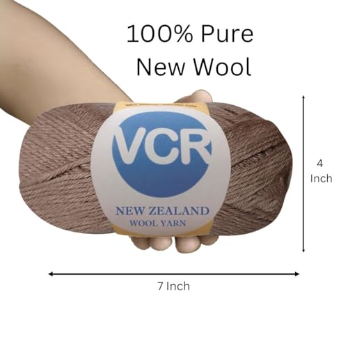 Image of VCR Dusty Brown Chunky Wool Yarn, 100 Grams, Hank, 196 Meters, 100% New Zealand Wool Knitting Yarn, Soft Crosia Thread Suitable for Baby Blankets & Booties Pack of 1
