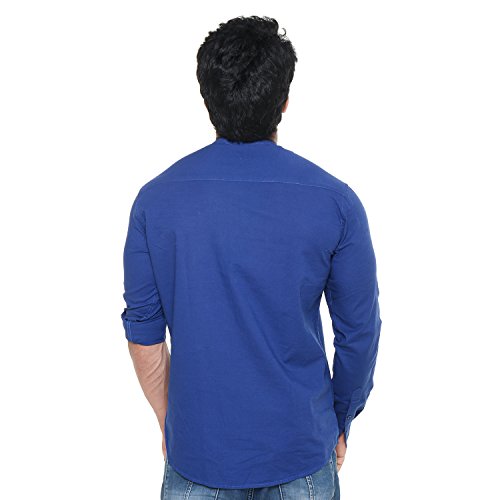 Image of Men's Linen Chinese Collar Full Sleeve Plus Size Short Kurta