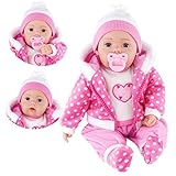 BiBi Doll 20" Baby Girl Doll - Large Lifelike Size, Soft Body, with Dummy & Sounds in Candy Pink Coat Outfit, Toy for Boys & Girls Aged 18 Months+
