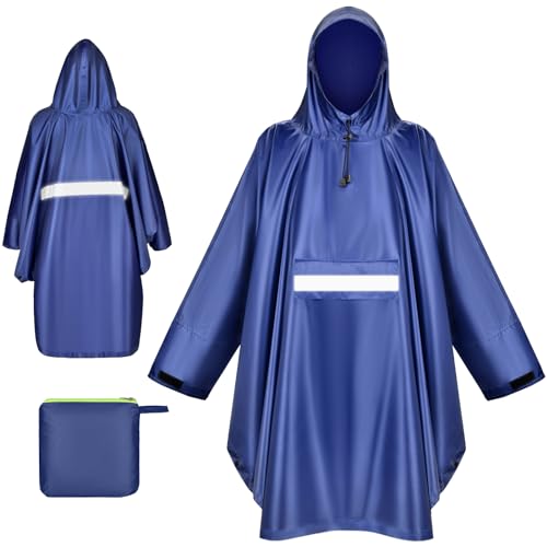 WACCET Wasserdicht Regenponcho Damen, Regenponcho Fahrrad f&uuml;r Herren Damen Wiederverwendbarer Ripstop Atmungsaktiver Leichte Regencape mit Kapuze Regenjacken f&uuml;r Radfahren, Wandern, Camping, usw.