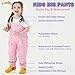 Fewlby Kids Waterproof Rain Bib Pants, Girls Rain Pants Kids Overalls Rain Trousers Lightweight Mud Pants Rainwear for Toddlers