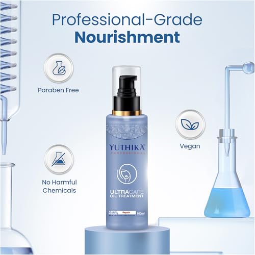 Image of YUTHIKA Pro UltraCare Kit: 250ml Shampoo + 150ml Hair Repair Mask + 100ml Oil Treatment - Infused with Meadowfoam Seed Oil, Enhances Smoothness & Shine, For All Hair Types - Vegan & Paraben-Free