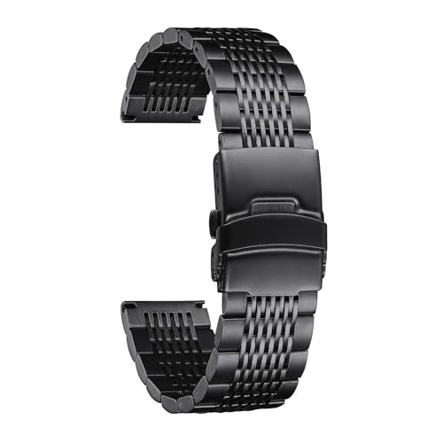 Image of BINLUN Stainless Steel Watch Band, Metal Watch Strap for Men Women Replacement with Double-Lock Deployment Clasp Polished Watch Bracelet Silver Black Gold Rose-gold 18 /19 /20 /21 /22 /24mm