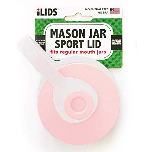 iLIDS Mason Jar Sport Lid, Regular Mouth, Pale Pink, Pack of 2