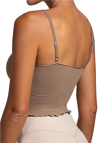 Image of Sunzel Tank Top for Women, V Neck Seamless Ribbed Crop Camisole with Ruffles