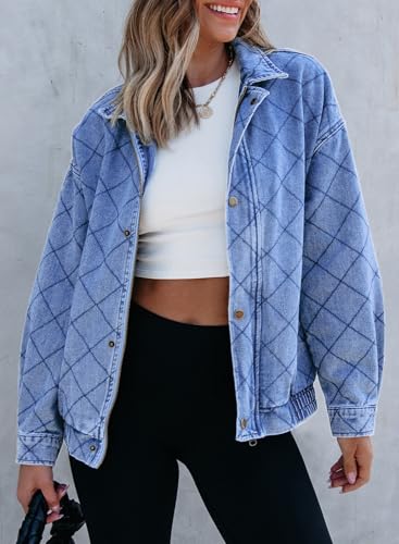 Sidefeel Women's Jean Jacket Long Sleeve Zimbaplatinum Overszied Denim Jackets Shacket Coat Fashion Spring Outfits 20254