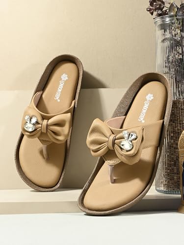 Image of Women Stylish Bow Flip Flops | Soft Comfort Toe Post Slippers for Women | Casual Lightweight Everyday Wear Sandals