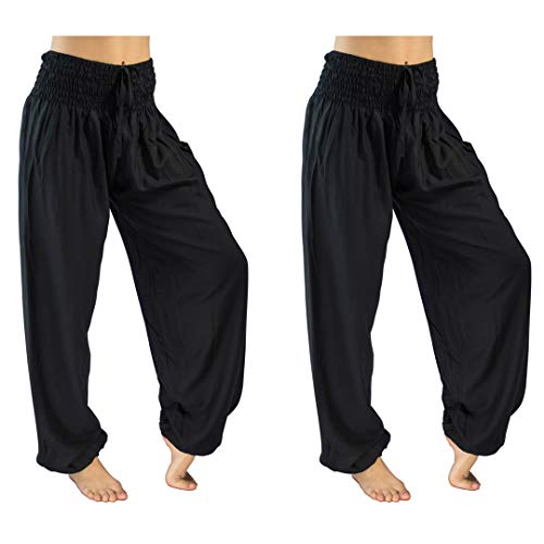 PIYOGA Women’s Yoga Pants Harem High Waist 34 Inseam w Pockets Size 0-12 - 2 Black