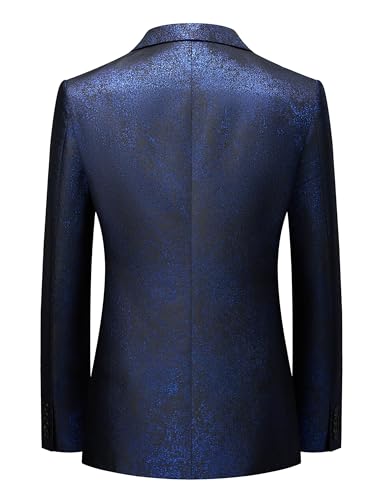 Men's 2 Piece Suit Slim Fit Shimmering Peak Lapel Suit One Button Party Wedding Tuxedo Suits Blazer Jacket Pants Set2