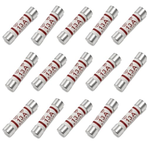 Image of 15 x 13Amp Fuses BS1362 Electrical Ceramic Household Domestic Mains Shaver Plug Top Fuses UK - BS Ceramic Tube Cartridge Fuse Pack