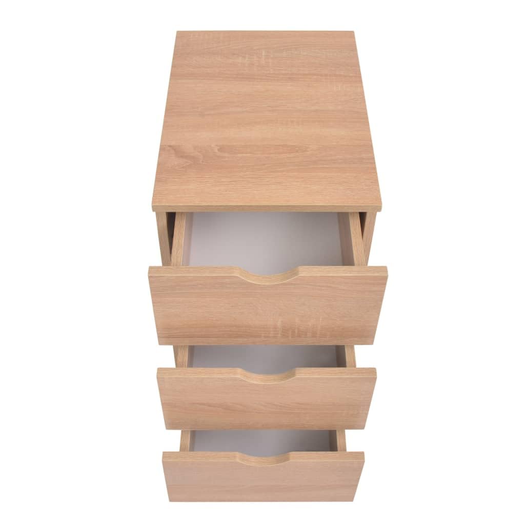 Meuble à Tiroirs Avec Roulettes – Armoire Rangement Salon 3 Tiroirs, Chêne, 33x45x60 Cm