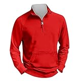 Oversized Langarmshirt Herren Loose Fit 1/4 Zip Sweatshirt mit Stehkragen Casual Solide Sweatjacke Sport Oberteil Hemd Elegant Herren Signum Herren Hemd Tracht Hemd Kinder,(D-Heißes Rosa,S)