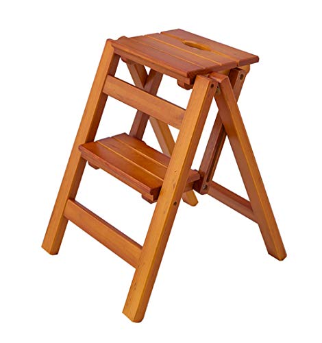 Klapptreppe Klappstufen Klapptritt Trittleiter 2/3 / 4 Stufen aus Holz leicht und faltbar für Kinder Erwachsene für Bibliothek Loft Küche Home Dekoration - 150 kg Kapazität Cover