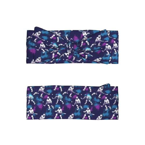 Hockey Player Print Baby Girl Bows Headbands Baby Girls Newborn Headbands Infant Toddlers 0-6 Months2