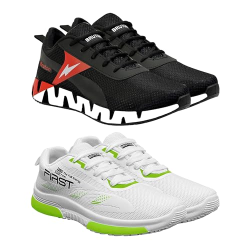 BRUTON Sneakers Casual Shoes Walking Shoes for Men's & Boy's - Black:White Combo Pack of 2, Size : 7 Deal