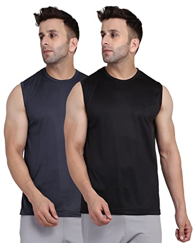 Image of Men's Regular Fit Sleeveless T-Shirt (Pack of 2)